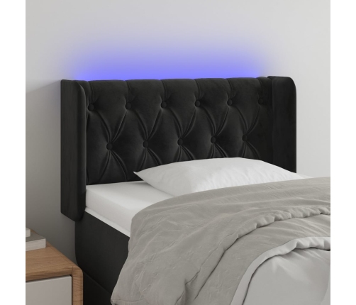 Cabecero con LED de terciopelo negro 83x16x78/88 cm