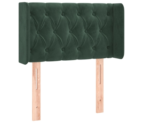 Cabecero con LED de terciopelo verde oscuro 83x16x78/88 cm