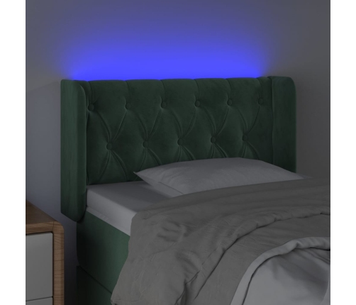 Cabecero con LED de terciopelo verde oscuro 83x16x78/88 cm