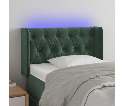 Cabecero con LED de terciopelo verde oscuro 83x16x78/88 cm