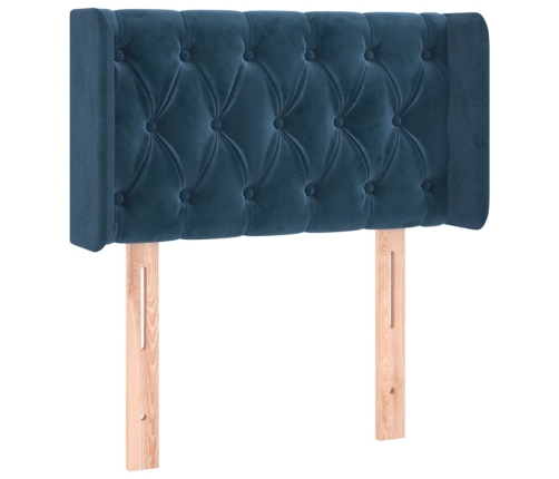 Cabecero con LED de terciopelo azul oscuro 83x16x78/88 cm