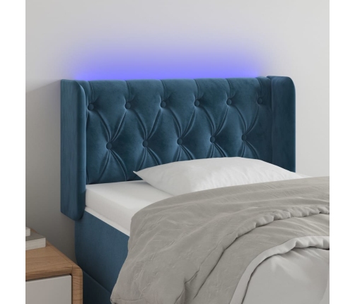 Cabecero con LED de terciopelo azul oscuro 83x16x78/88 cm