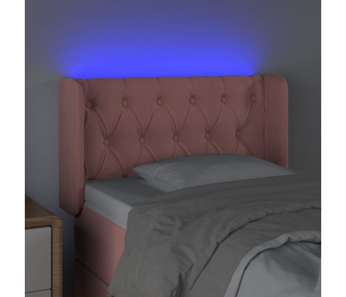 Cabecero con LED de terciopelo rosa 83x16x78/88 cm