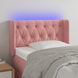 Cabecero con LED de terciopelo rosa 83x16x78/88 cm