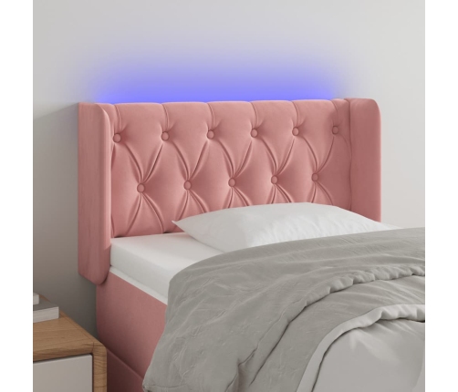 Cabecero con LED de terciopelo rosa 83x16x78/88 cm