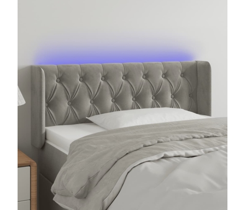 Cabecero con LED de terciopelo gris claro 93x16x78/88 cm