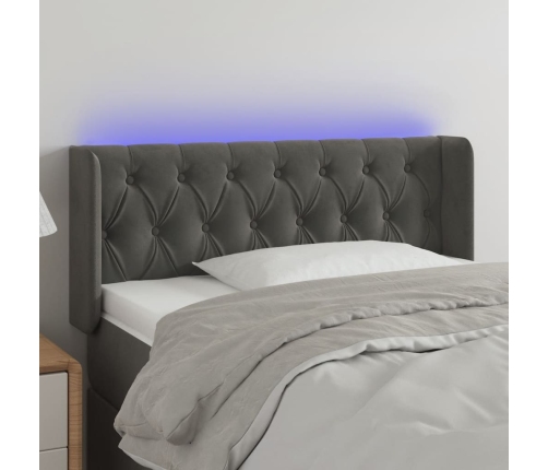 Cabecero con LED de terciopelo gris oscuro 93x16x78/88 cm