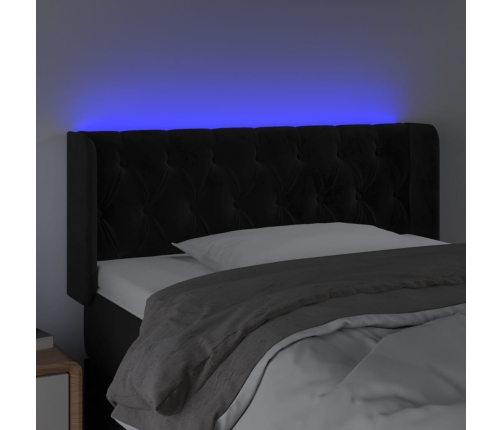 Cabecero con LED de terciopelo negro 93x16x78/88 cm