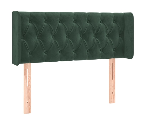 Cabecero con LED de terciopelo verde oscuro 93x16x78/88 cm