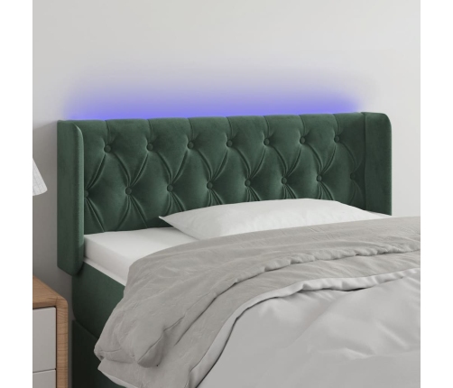 Cabecero con LED de terciopelo verde oscuro 93x16x78/88 cm