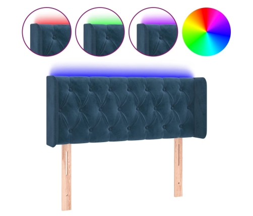 vidaXL Cabecero con LED de terciopelo azul oscuro 93x16x78/88 cm