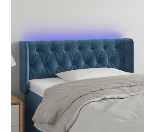 Cabecero con LED de terciopelo azul oscuro 93x16x78/88 cm