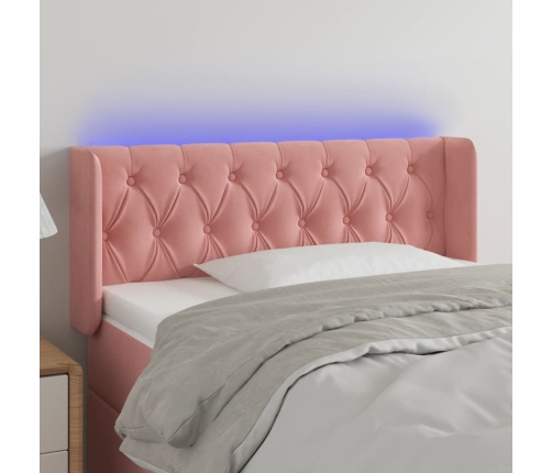 Cabecero con LED de terciopelo rosa 103x16x78/88 cm