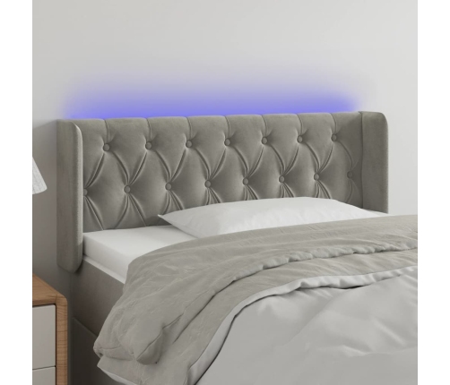 Cabecero con LED de terciopelo gris claro 103x16x78/88 cm