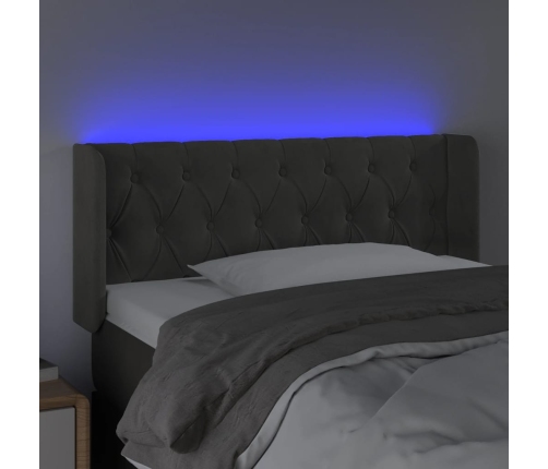 Cabecero con LED de terciopelo gris oscuro 103x16x78/88 cm