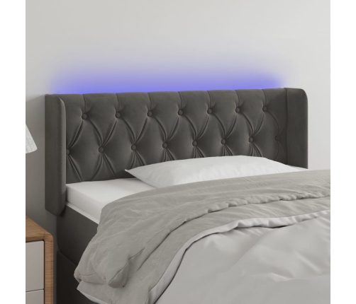 Cabecero con LED de terciopelo gris oscuro 103x16x78/88 cm