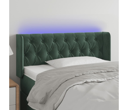 Cabecero con LED de terciopelo verde oscuro 103x16x78/88 cm