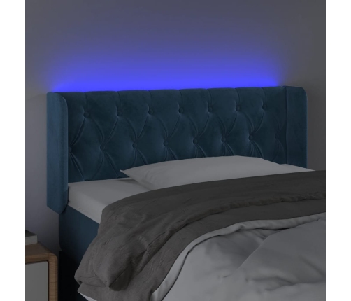 Cabecero con LED de terciopelo azul oscuro 103x16x78/88 cm