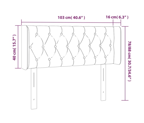 Cabecero con LED de terciopelo rosa 103x16x78/88 cm