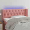 Cabecero con LED de terciopelo rosa 103x16x78/88 cm