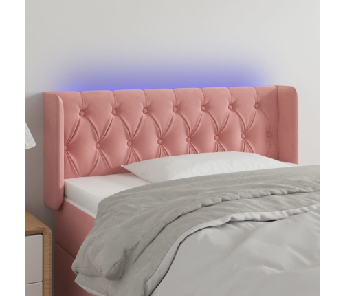 Cabecero con LED de terciopelo rosa 103x16x78/88 cm