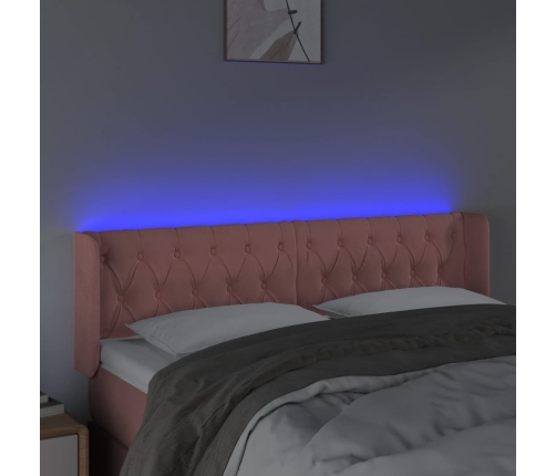 Cabecero con LED de terciopelo rosa 147x16x78/88 cm