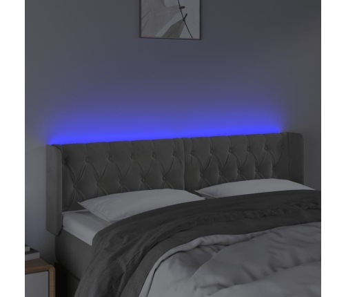 Cabecero con LED de terciopelo gris claro 163x16x78/88 cm