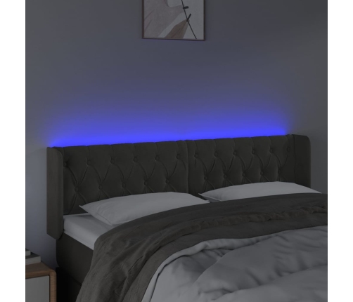 vidaXL Cabecero con LED de terciopelo gris oscuro 163x16x78/88 cm