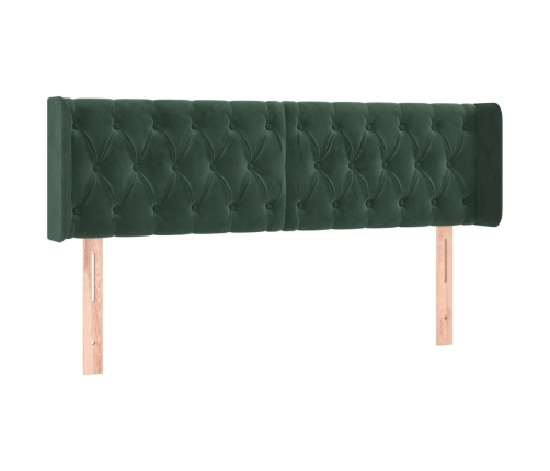 Cabecero con LED de terciopelo verde oscuro 163x16x78/88 cm