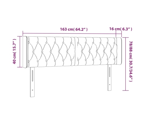 Cabecero con LED de terciopelo verde oscuro 163x16x78/88 cm