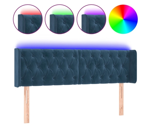 Cabecero con LED de terciopelo azul oscuro 163x16x78/88 cm