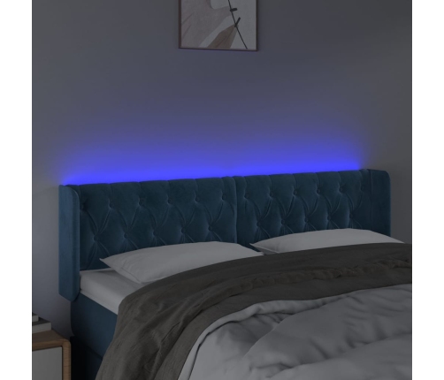 Cabecero con LED de terciopelo azul oscuro 163x16x78/88 cm