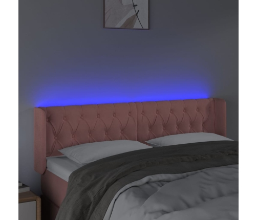 Cabecero con LED de terciopelo rosa 163x16x78/88 cm