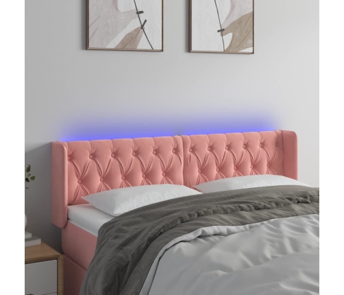 Cabecero con LED de terciopelo rosa 163x16x78/88 cm