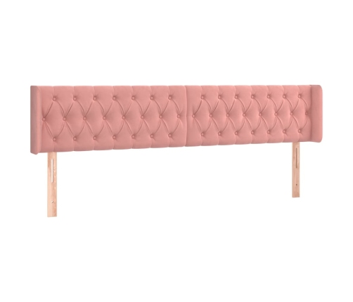 Cabecero con LED de terciopelo rosa 183x16x78/88 cm