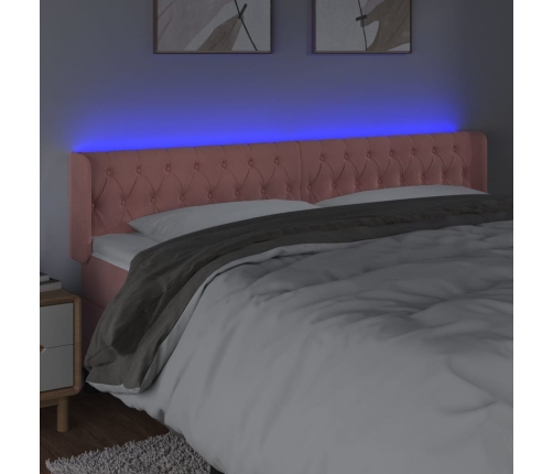 Cabecero con LED de terciopelo rosa 183x16x78/88 cm