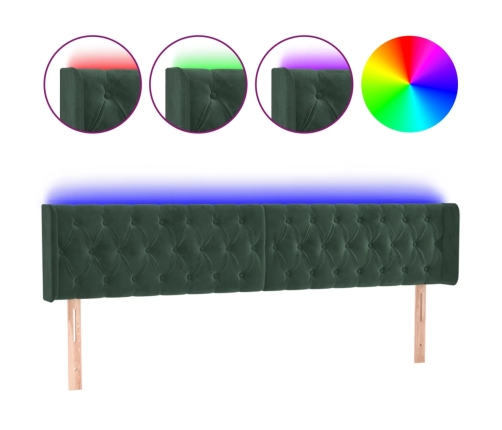 Cabecero con LED de terciopelo verde oscuro 203x16x78/88 cm