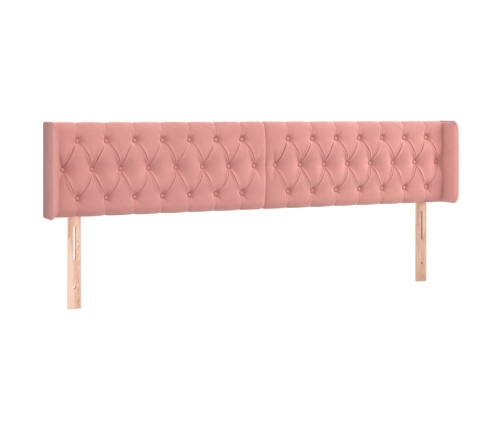 Cabecero con LED de terciopelo rosa 203x16x78/88 cm