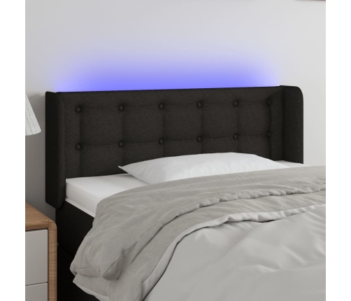 Cabecero con LED de tela negro 83x16x78/88 cm