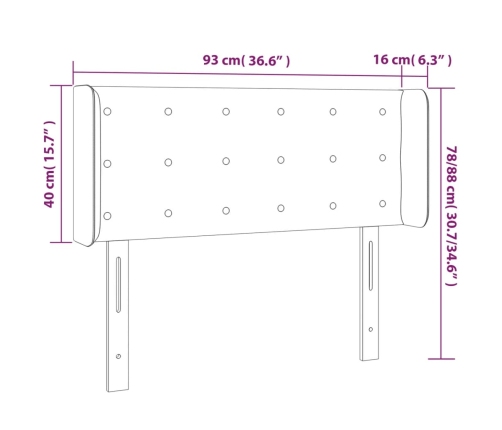 vidaXL Cabecero con LED de tela gris claro 93x16x78/88 cm