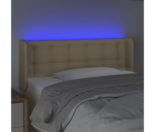 Cabecero con LED de tela crema 93x16x78/88 cm