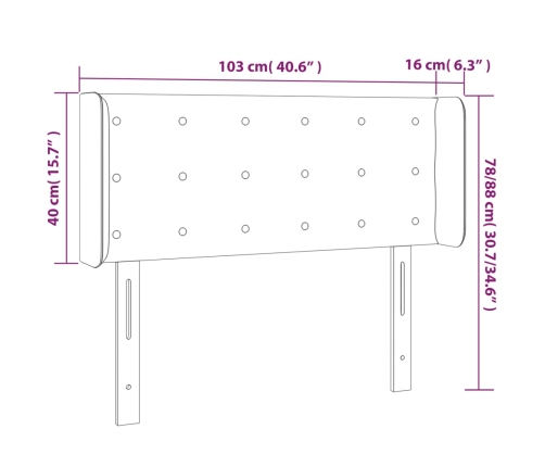 Cabecero con LED de tela gris oscuro 103x16x78/88 cm