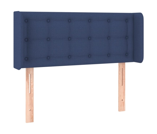 Cabecero con LED de tela azul 103x16x78/88 cm