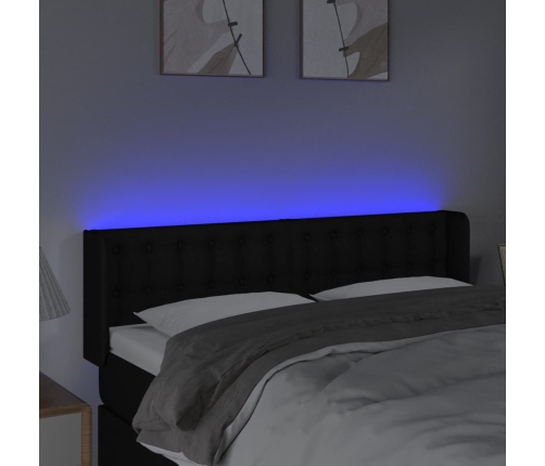 Cabecero con LED de tela negro 147x16x78/88 cm