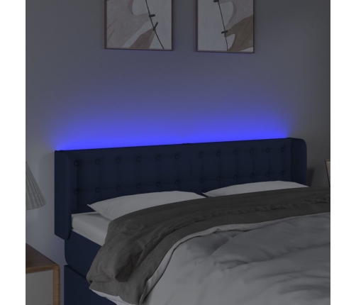 Cabecero con LED de tela azul 147x16x78/88 cm