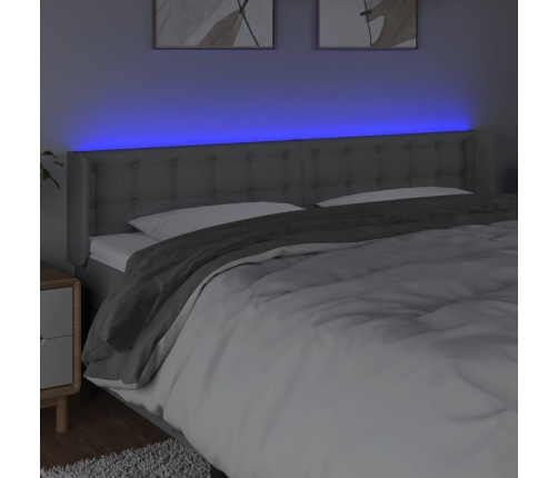 Cabecero con LED de tela gris claro 163x16x78/88 cm