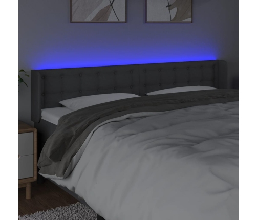 Cabecero con LED de tela gris oscuro 163x16x78/88 cm