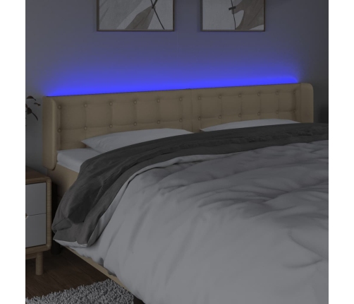 Cabecero con LED de tela crema 163x16x78/88 cm