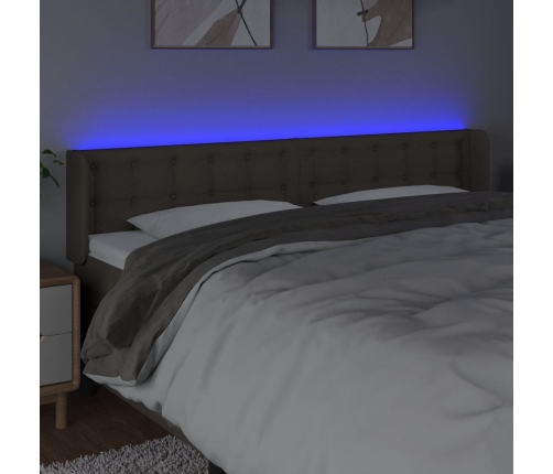 Cabecero con LED de tela gris taupe 183x16x78/88 cm