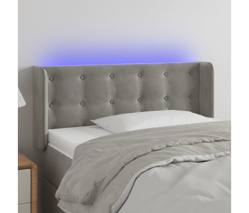 Cabecero con LED de terciopelo gris claro 83x16x78/88 cm